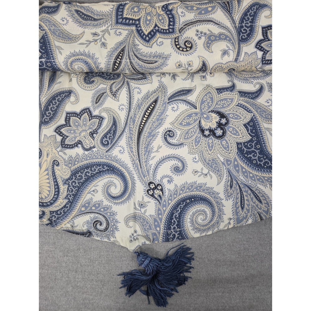 Waverly Traditions Window Valance Swag Curtain 52x24 Blue Paisley Tassel Edge